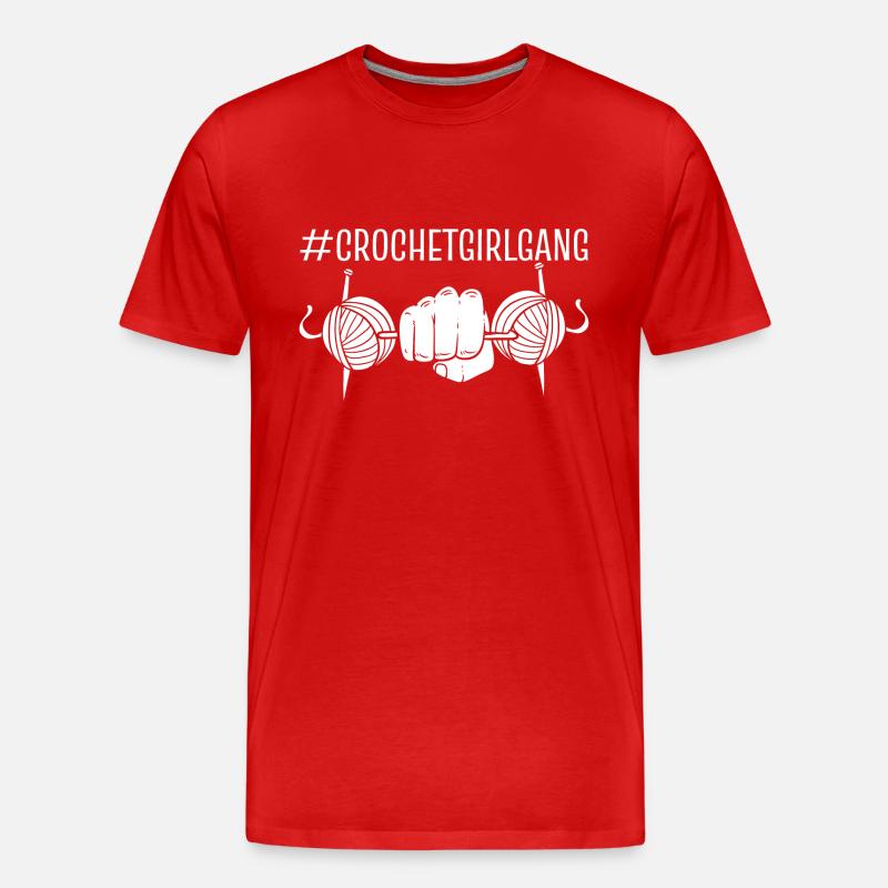 Häkelmädchen Stricker - Männer Premium Bio T-Shirt - Rot