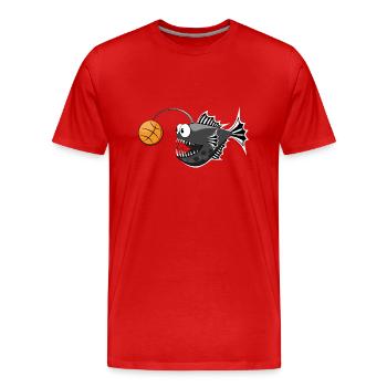 Frogfish Basketball Black White Striped - Men's Premium Organic T-Shirt - red - Front - Damien (186cm)