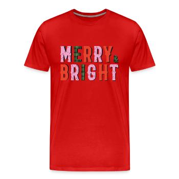 Merry and Bright - Christmas - Men's Premium Organic T-Shirt - red - Front - Damien (186cm)