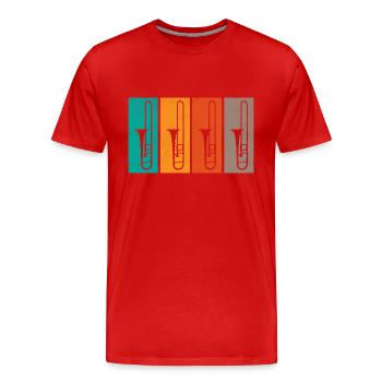 Tromboniste Rétro Trombone Marching Band Tro - T-shirt bio Premium Homme - rouge - Devant - Damien (186cm)