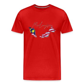 Drapeau de la Malaisie sur la carte de la Malaisie FR - T-shirt bio Premium Homme - rouge - Devant - Damien (186cm)