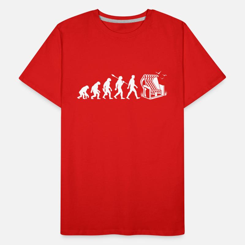 Evolution - Strandkorb - Urlaub - Meer - Möwen Männer Premium Bio T-Shirt