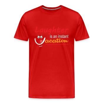 Lachen ist ein Kurzurlaub - Männer Premium Bio T-Shirt - Rot - Vorne - Damien (186cm)