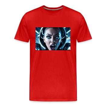 Bébé astronaute hurlant - T-shirt bio Premium Homme - rouge - Devant - Damien (186cm)