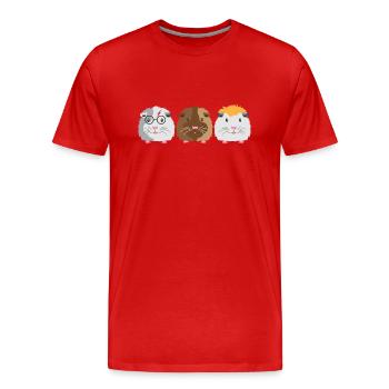 Trois petits cochons d'Inde mignons - T-shirt bio Premium Homme - rouge - Devant - Damien (186cm)