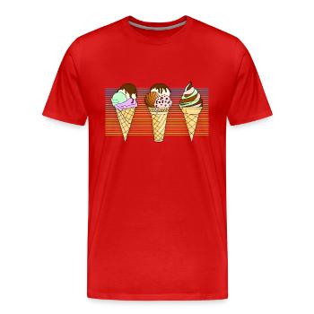 Ice cream - Men's Premium Organic T-Shirt - red - Front - Damien (186cm)