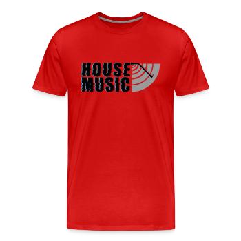 House Music Glitch Vinyl - Männer Premium Bio T-Shirt - Rot - Vorne - Damien (186cm)