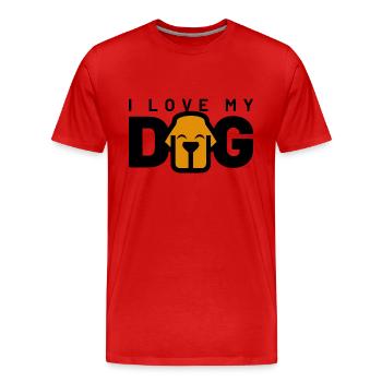 J’AIME MON CHIEN - T-shirt bio Premium Homme - rouge - Devant - Damien (186cm)