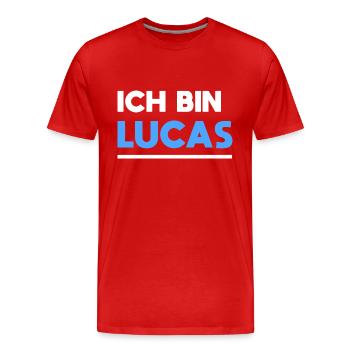 Lucas Name Spruch für stolze Lucas - Männer Premium Bio T-Shirt - Rot - Vorne - Damien (186cm)