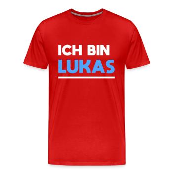 Lukas Name Spruch für stolze Lukas - Männer Premium Bio T-Shirt - Rot - Vorne - Damien (186cm)