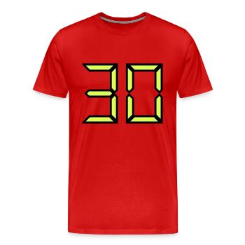 30. 30 ANS. 30e ANNIVERSAIRE. ANNIVERSAIRE 30 ANS - T-shirt bio Premium Homme - rouge - Devant - Damien (186cm)