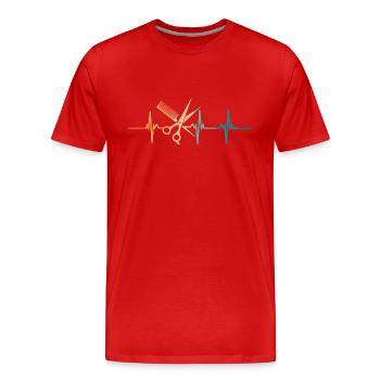 Hairdresser Heartbeat - Men's Premium Organic T-Shirt - red - Front - Damien (186cm)