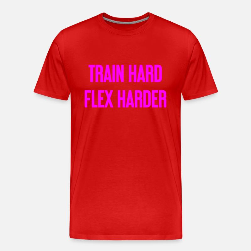 Train Hard Flex Harder - Männer Premium Bio T-Shirt - Rot
