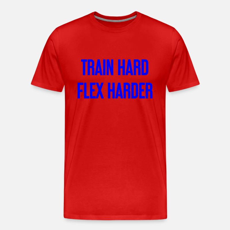 Train Hard Flex Harder - Männer Premium Bio T-Shirt - Rot