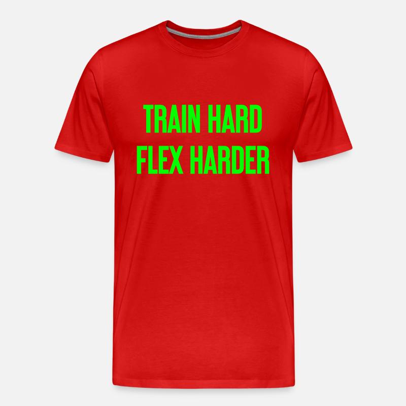 Train Hard Flex Harder - Männer Premium Bio T-Shirt - Rot