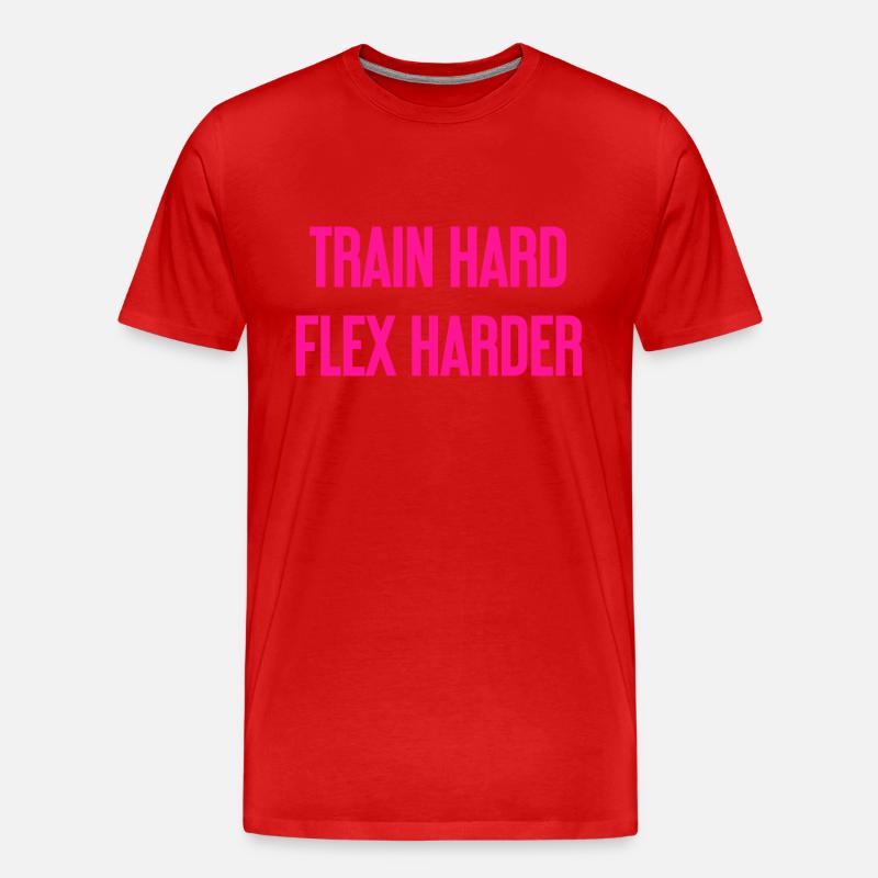 Train Hard Flex Harder - Männer Premium Bio T-Shirt - Rot