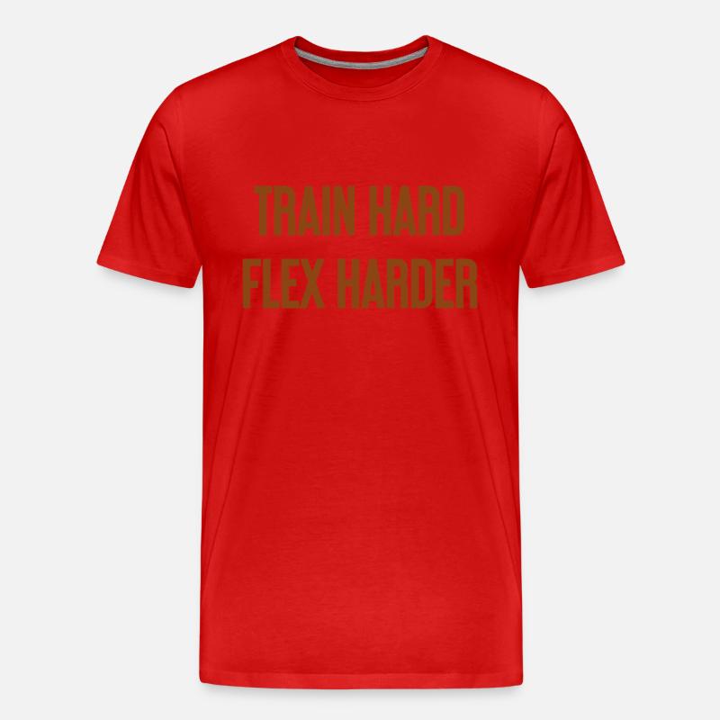 Train Hard Flex Harder - Männer Premium Bio T-Shirt - Rot