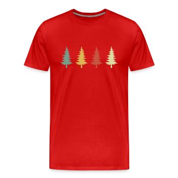 Vintage Retro Baum - Männer Premium Bio T-Shirt - Rot - Vorne - Damien (186cm)