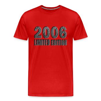 Né en 2006 - 18e anniversaire en 2024 - T-shirt bio Premium Homme - rouge - Devant - Damien (186cm)