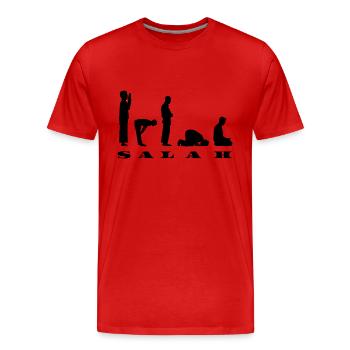 Salah Prayer Silhouette Design - Men's Premium Organic T-Shirt - red - Front - Damien (186cm)