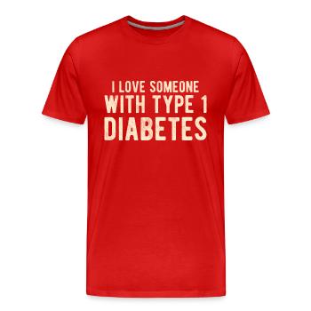 DIABÈTE: Type 1 Diabète - T-shirt bio Premium Homme - rouge - Devant - Damien (186cm)