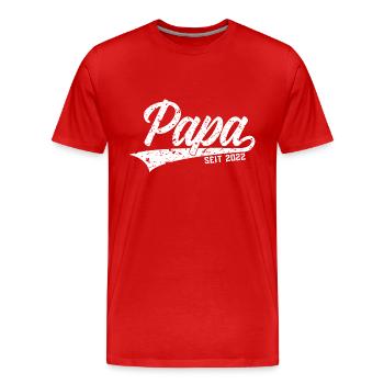 PAPA SEIT 2022 VATERTAG - Männer Premium Bio T-Shirt - Rot - Vorne - Damien (186cm)