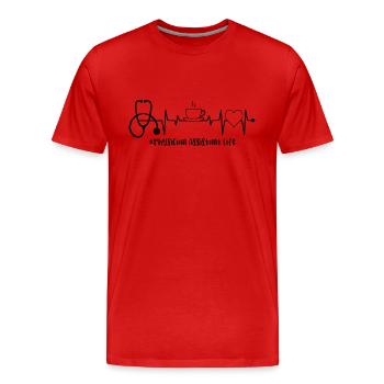 Arzthelferin Krankenpflegerin Arztpraxis Assistent - Männer Premium Bio T-Shirt - Rot - Vorne - Damien (186cm)