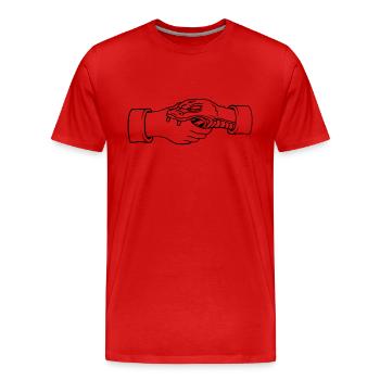 Se serrer la main Un serpent mord la main - T-shirt bio Premium Homme - rouge - Devant - Damien (186cm)