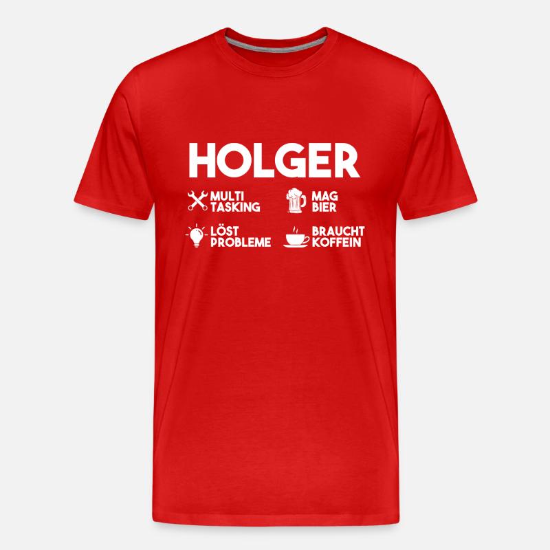 Holger - Männer Premium Bio T-Shirt - Rot