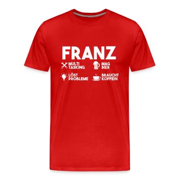 Franz - Männer Premium Bio T-Shirt - Rot - Vorne - Damien (186cm)