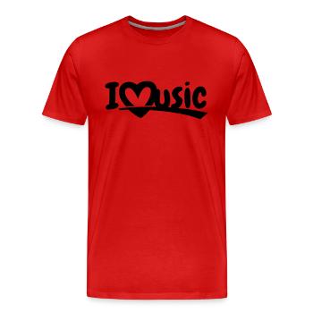 Ich liebe Musik - Männer Premium Bio T-Shirt - Rot - Vorne - Damien (186cm)