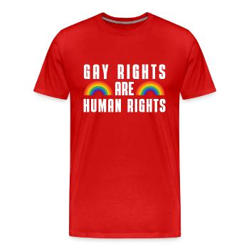 Rainbow Human Rights Gay Pride Gift LGBT - Men's Premium Organic T-Shirt - red - Front - Damien (186cm)