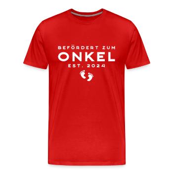 Schwangerschaft Befördert Onkel 2024 Patenonkel - Männer Premium Bio T-Shirt - Rot - Vorne - Damien (186cm)