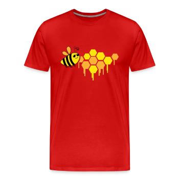 abeille en nid d’abeille - T-shirt bio Premium Homme - rouge - Devant - Damien (186cm)