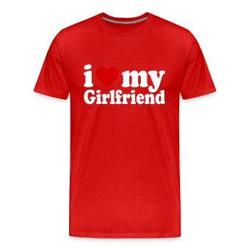 I love my girlfriend - Männer Premium Bio T-Shirt - Rot - Vorne - Damien (186cm)