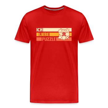 Puzzlefan Puzzler Puzzleteile Puzzle - Männer Premium Bio T-Shirt - Rot - Vorne - Damien (186cm)