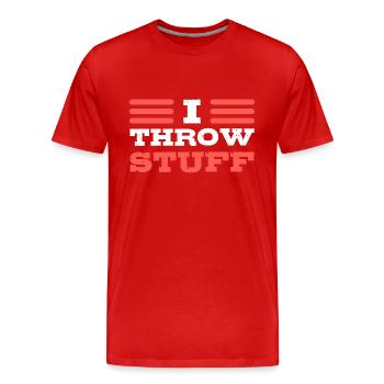 I Throw Stuff Speerwerfer - Männer Premium Bio T-Shirt - Rot - Vorne - Damien (186cm)