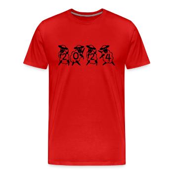 2024 Jahreszahl Datum Zahl Anno Kalenderjahr Sheep - Männer Premium Bio T-Shirt - Rot - Vorne - Damien (186cm)