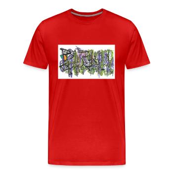 240723 03 - Männer Premium Bio T-Shirt - Rot - Vorne - Damien (186cm)
