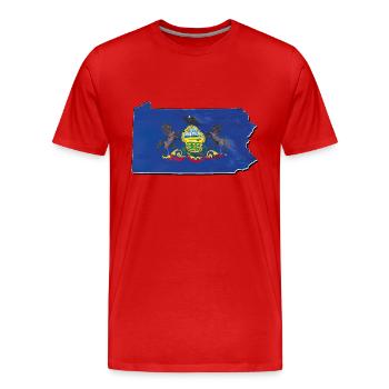 Pennsylvania Flag on the Pennsylvania Map - Men's Premium Organic T-Shirt - red - Front - Damien (186cm)