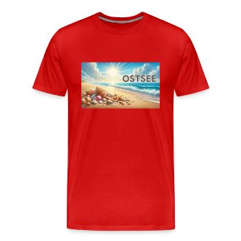 Ostsee - Männer Premium Bio T-Shirt - Rot - Vorne - Damien (186cm)