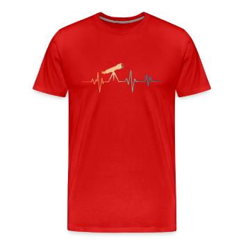 Heartbeat Retro Teleskop - Männer Premium Bio T-Shirt - Rot - Vorne - Damien (186cm)