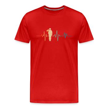 Militär Retro Herzschlag - Männer Premium Bio T-Shirt - Rot - Vorne - Damien (186cm)