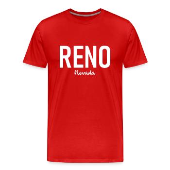 Reno - Nevada - USA - United States of America - Men's Premium Organic T-Shirt - red - Front - Damien (186cm)