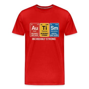 Chimie Tableau périodique Conception austère - T-shirt bio Premium Homme - rouge - Devant - Damien (186cm)