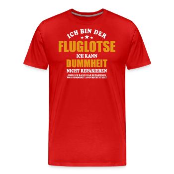 Fluglotse - ich kann Dummheit nicht reparieren - Männer Premium Bio T-Shirt - Rot - Vorne - Damien (186cm)