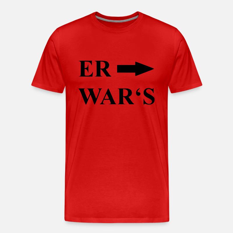 Spruch er wars - Männer Premium Bio T-Shirt - Rot