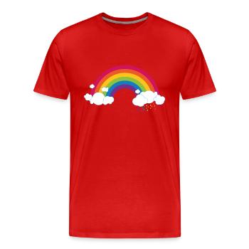Regenbogen mit Wolke - Männer Premium Bio T-Shirt - Rot - Vorne - Damien (186cm)