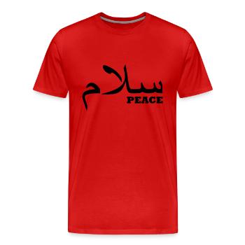 Salam / Frieden / Hallo - Männer Premium Bio T-Shirt - Rot - Vorne - Damien (186cm)