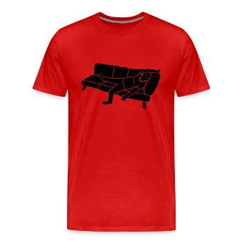 Müder Sofa Mann - Männer Premium Bio T-Shirt - Rot - Vorne - Damien (186cm)